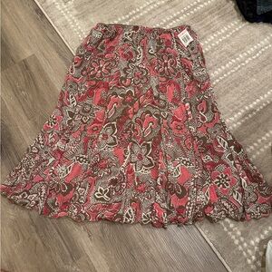 Style & Co. Floral Lined Skirt in Pink and Brown